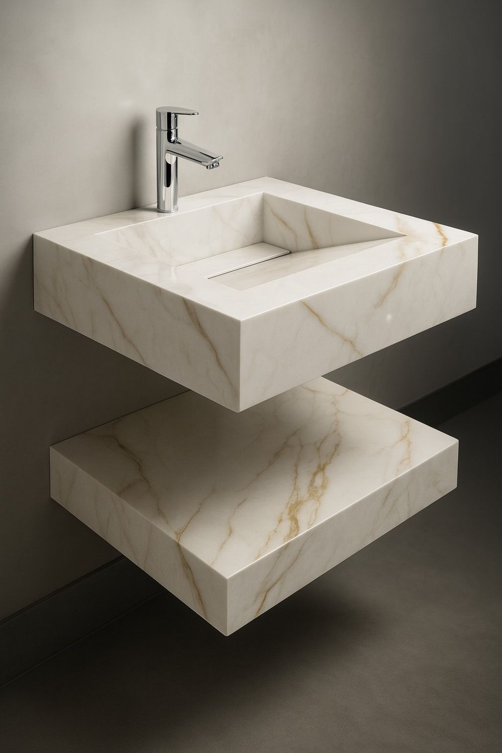 Plan-vasque en grès cérame Carthage en Beige 60 cm