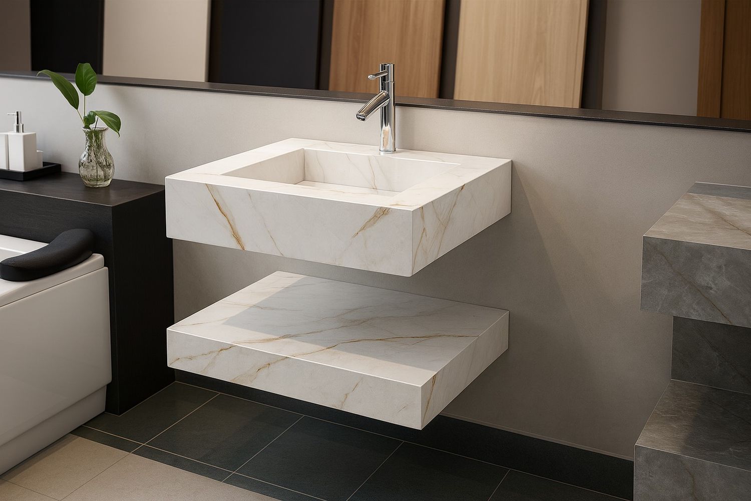 Sous plan-vasque 80 cm en grès cérame Aurea — Vue produit 2