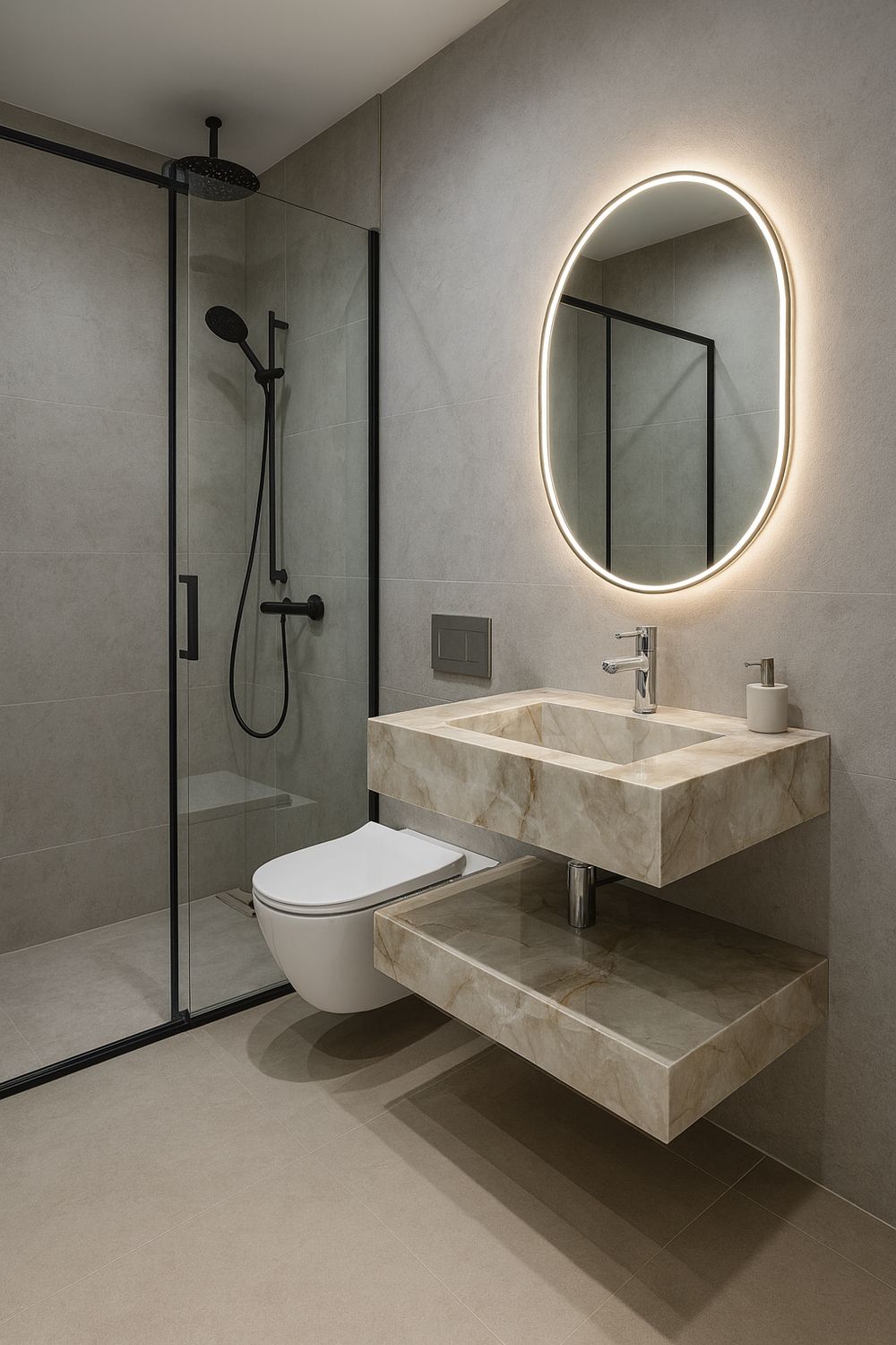 Vanity top 80 cm in porcelain stoneware Épure Minérale — Product view 3