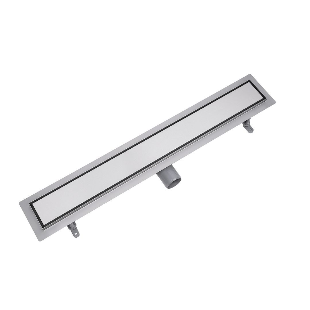 Vogi Linear ABS Duo Shower Channel 50 cm in Brushed Chrome - Drain Flow Rate 56 L/min