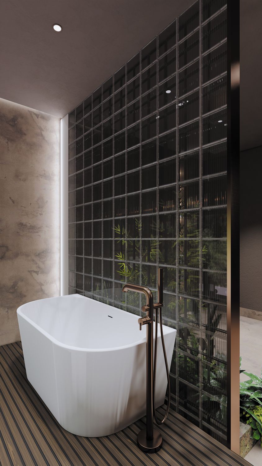 Mitigeur de bain / douche Deante Silia pour montage au sol en PVD bronze brossé — vue 5