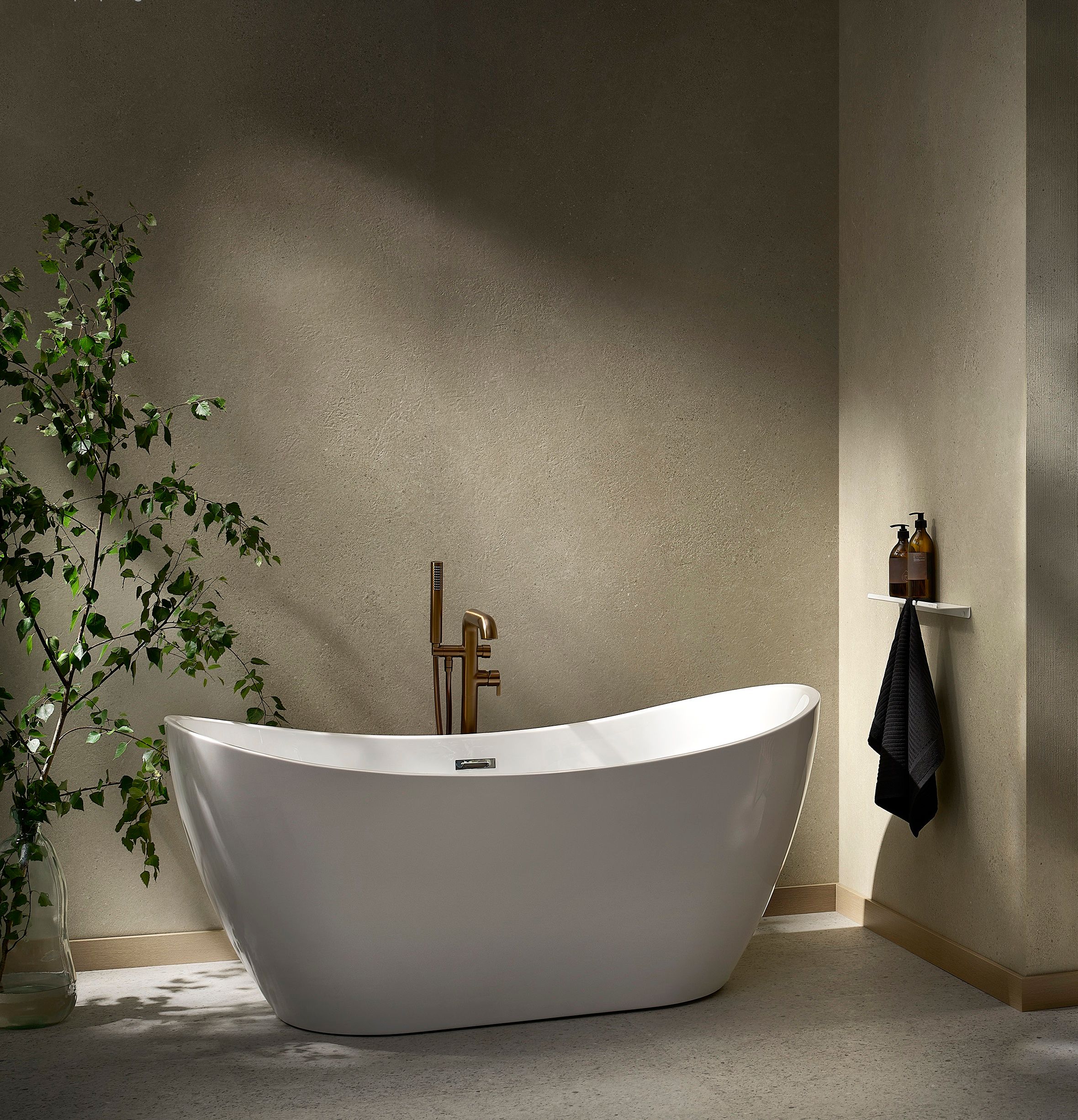 Mitigeur de bain / douche Deante Silia pour montage au sol en PVD bronze brossé - vue 4