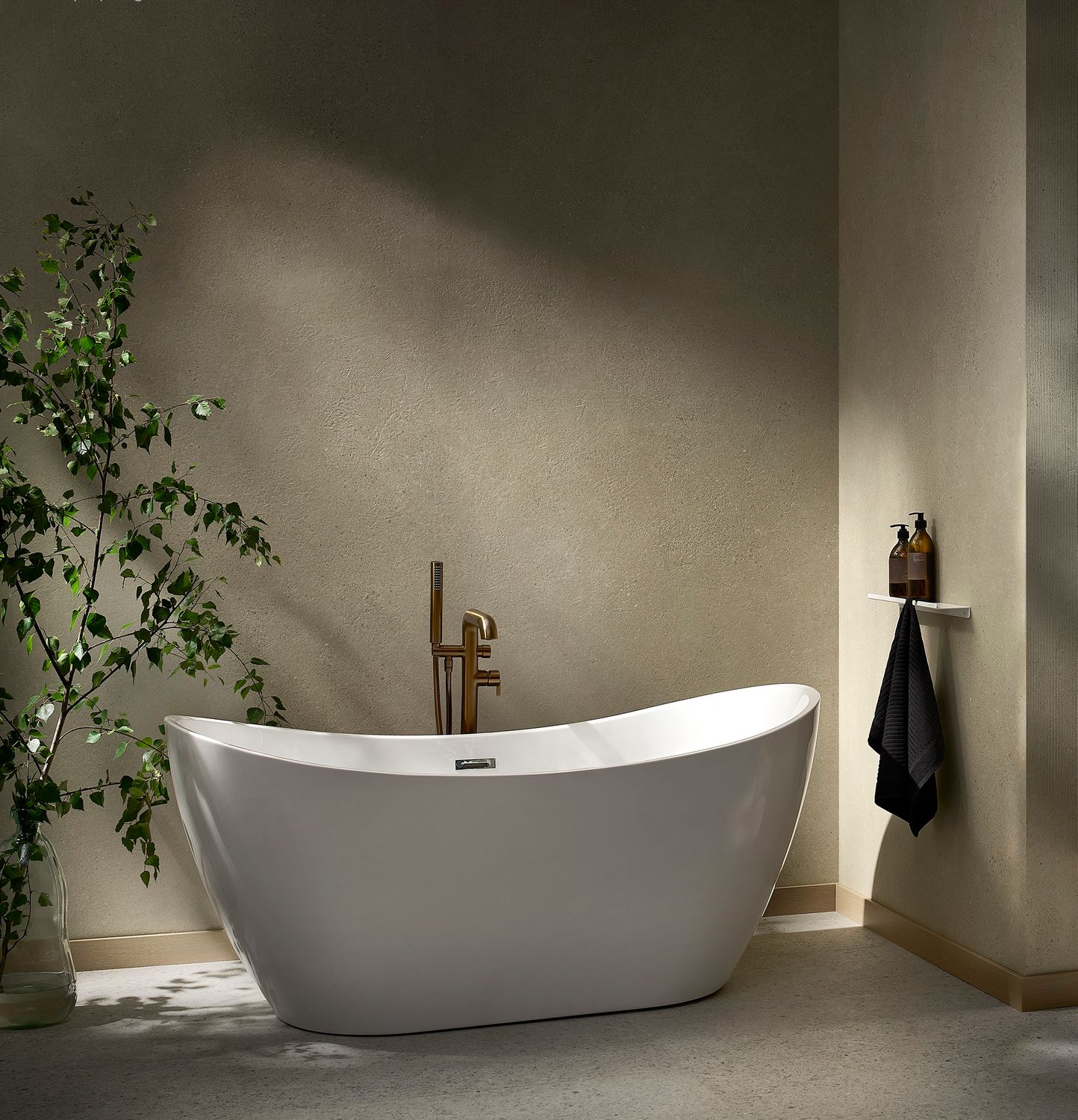 Mitigeur de bain / douche Deante Silia pour montage au sol en PVD bronze brossé — vue 4