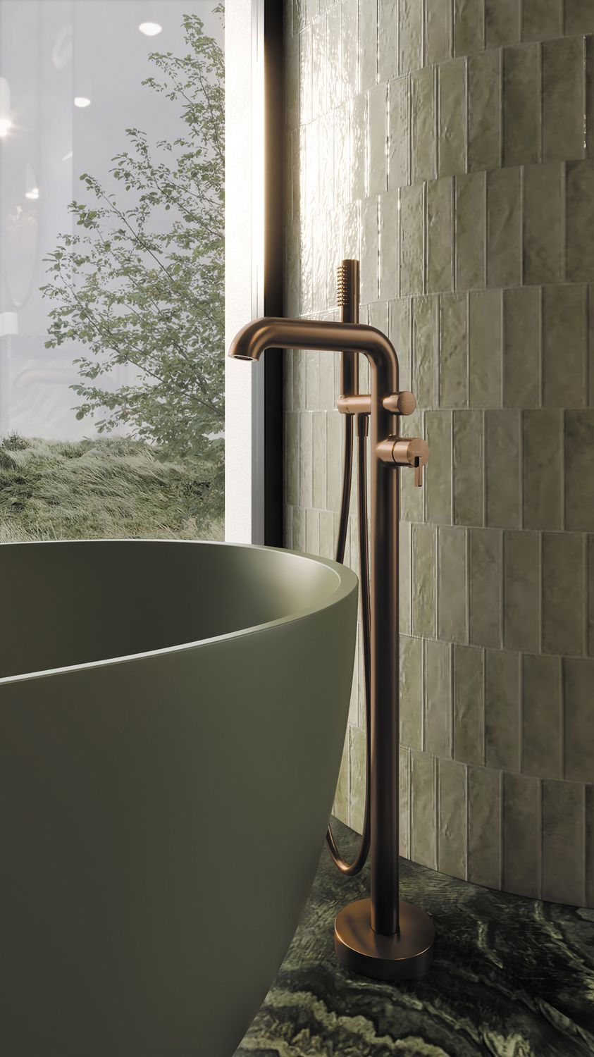Deante Silia Floor-Mounted Bath/Shower Mixer in Brushed Bronze PVD