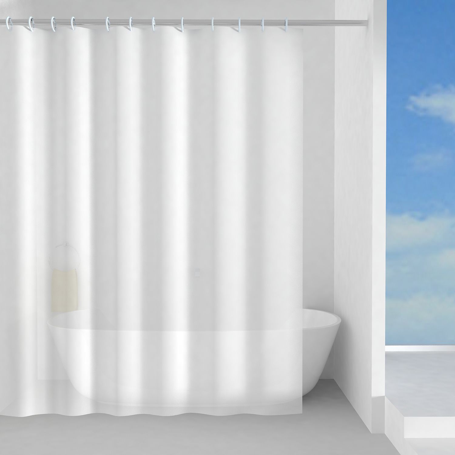 Rideau de baignoire Bsic 180 × 200 cm en blanc