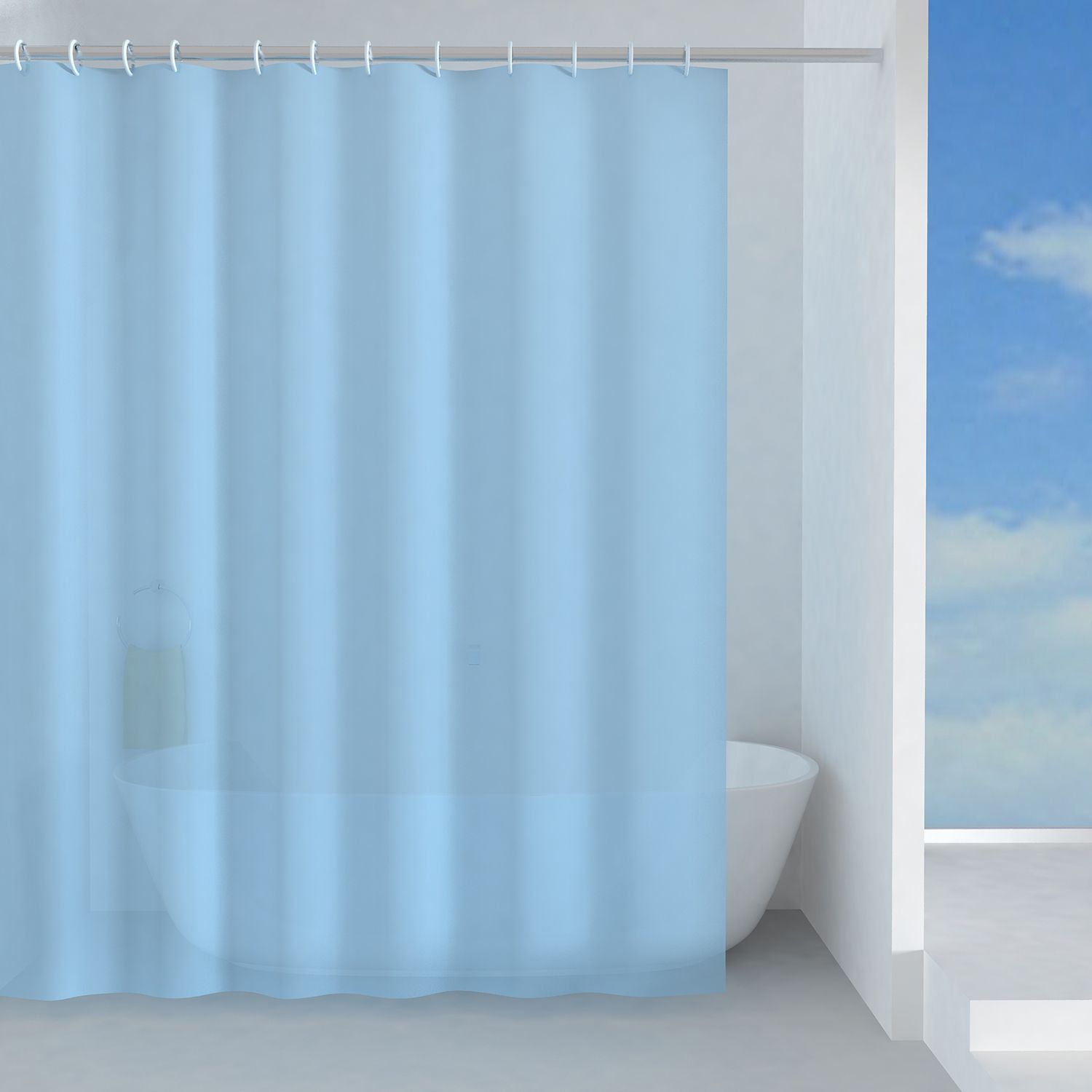 Rideau de douche Basic bleu ciel 180 × 200 cm