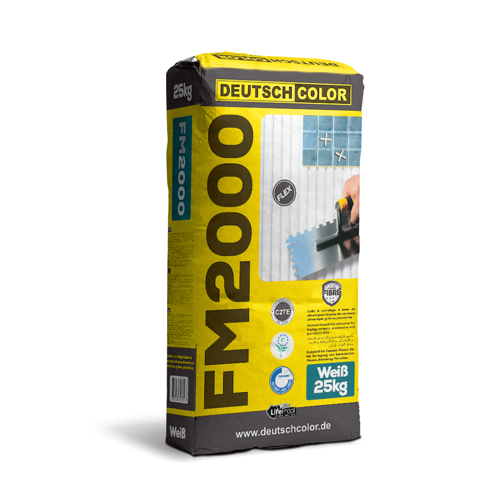 Ciment Colle FM 2000 blanc DeutschColor 25 kg – colle haute performance pour carrelage et faïence
