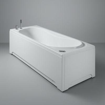 Rectangular Glass Bathtub with Front Panel, Side Panel, Support, and Feet - Lis Series - 170 x 75 cm