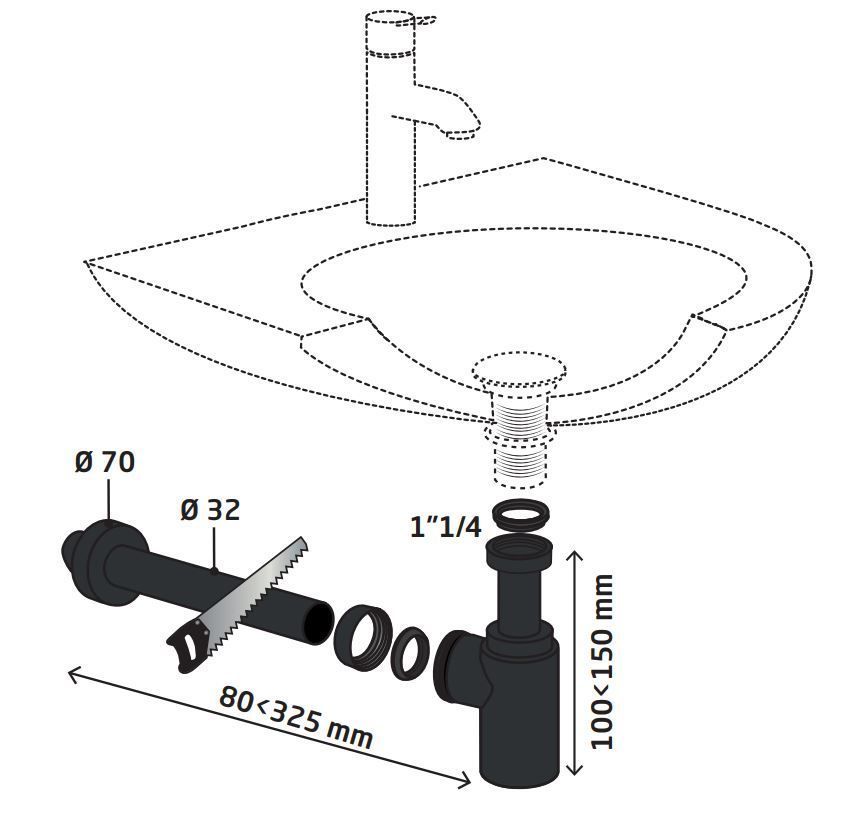 Siphon de lavabo Wirquin Linéis mini en noir mat - vue 4