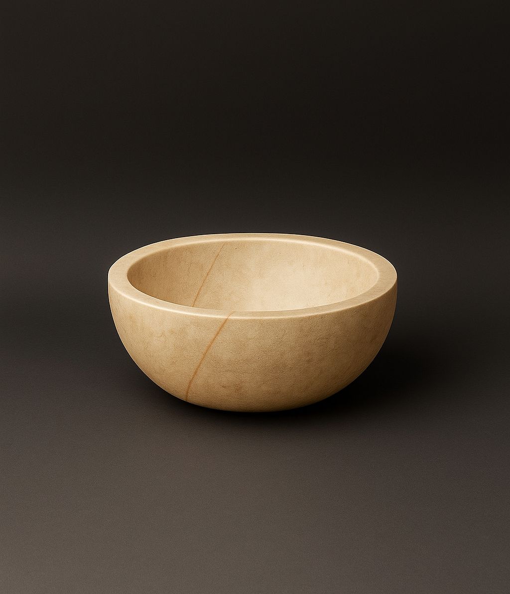 Babel Sculpted Marble Basin Bowl 40 cm Diameter Thala Beige