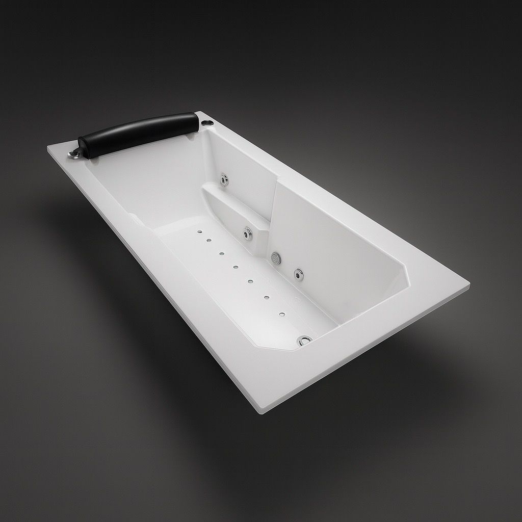 VIP mixed hydromassage bathtub 180 x 90 cm with integrated headrest