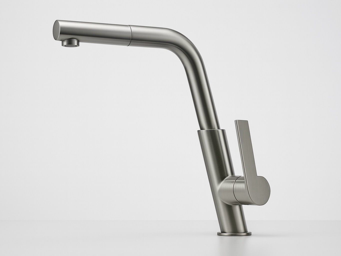 Deante Silia Kitchen Mixer Tap with Pull-Out Titanium Showerhead