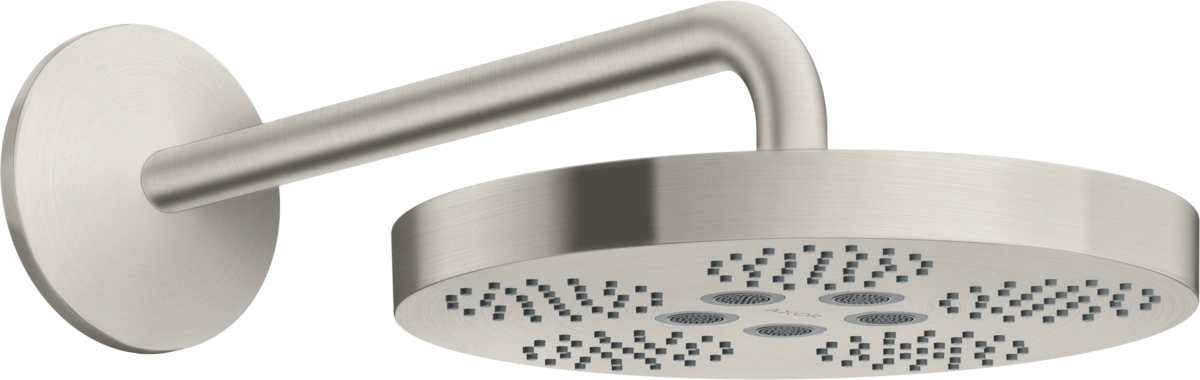 AXOR One 280 Overhead Shower with 390 mm Shower Arm in Brushed Stainless Steel
