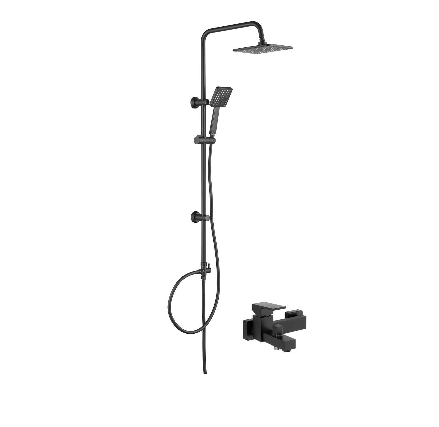 Deante Boro 200 Shower Column with Bath/Shower Mixer in Matte Black