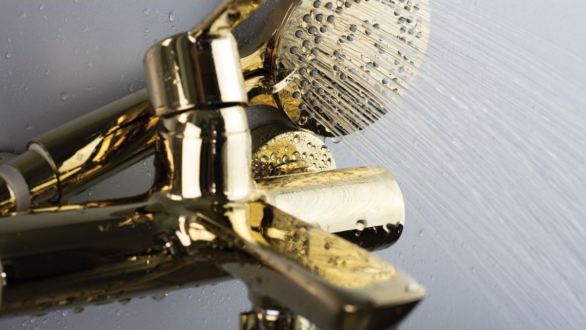 Mitigeur de bain / douche Deante Arnika en PVD doré poli — vue 4