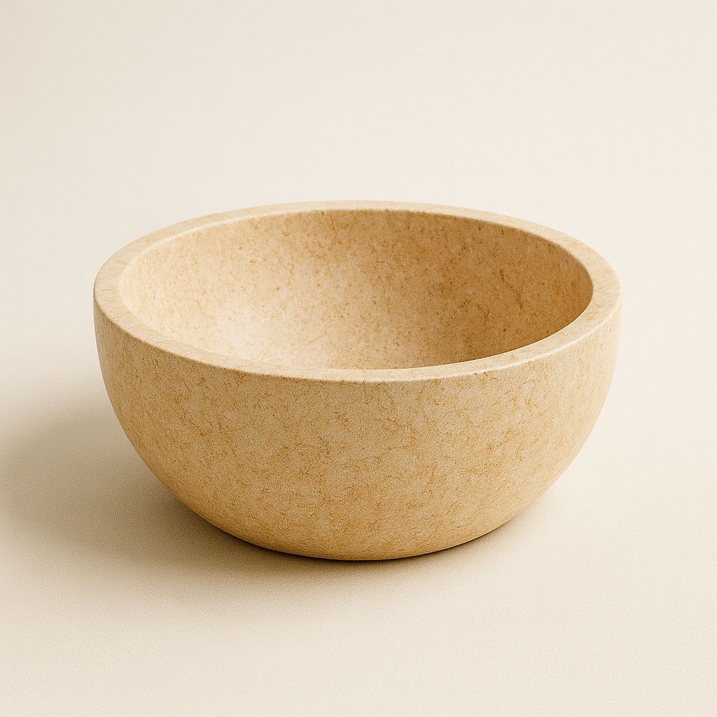 Babel Sculpted Marble Basin Bowl 40 cm Diameter Thala Beige