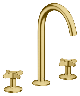 Axor One 170 Elevated 3-Hole Basin Mixer with Cross Handles in Brushed Brass