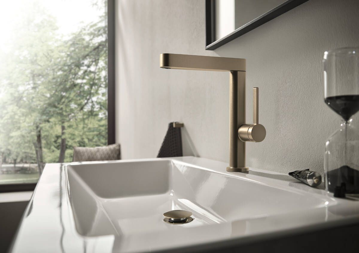 Hansgrohe Finoris 230 Basin Mixer with Swivel Spout and Push-Open Waste in Brushed Bronze