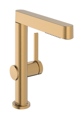 Hansgrohe Finoris 230 Basin Mixer with Pull-Out 2-Jet Hand Shower and Push-Open Waste in Brushed Bronze