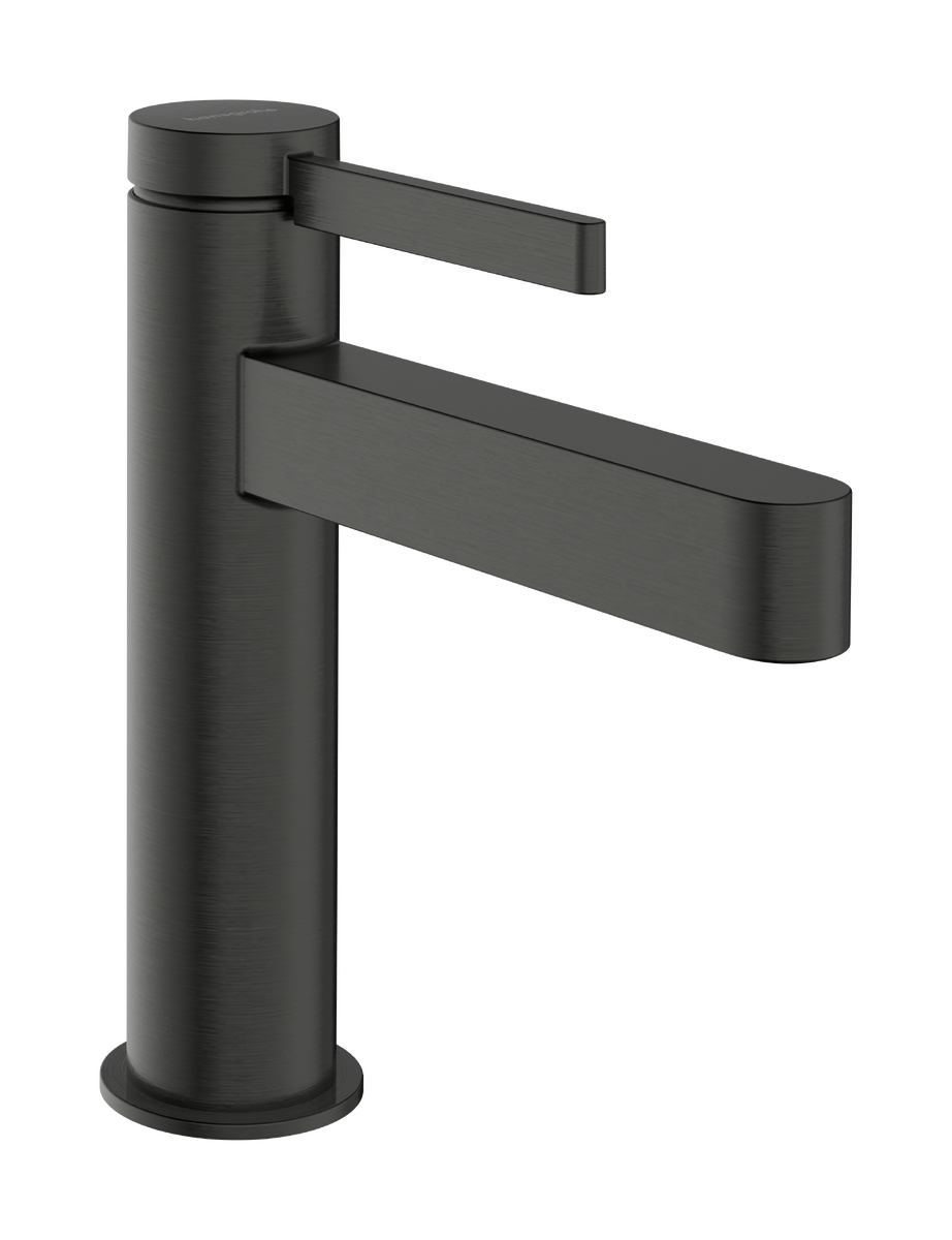 Hansgrohe Finoris 110 CoolStart Basin Mixer with Push-Open Waste in Brushed Black Chrome