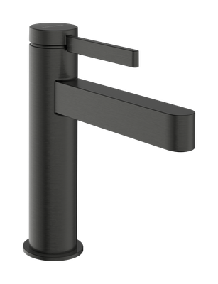 Hansgrohe Finoris 110 CoolStart Basin Mixer with Push-Open Waste in Brushed Black Chrome