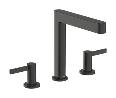 Hansgrohe Finoris 160 3-Hole Basin Mixer with Push-Open Waste in Brushed Black Chrome