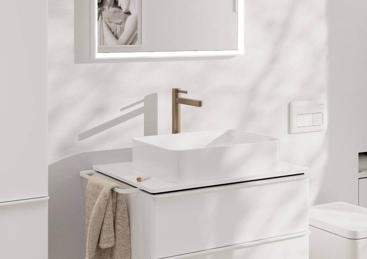 Mitigeur de lavabo Hansgrohe Finoris 260 CoolStart avec tirette et vidage en bronze brossé - vue 2