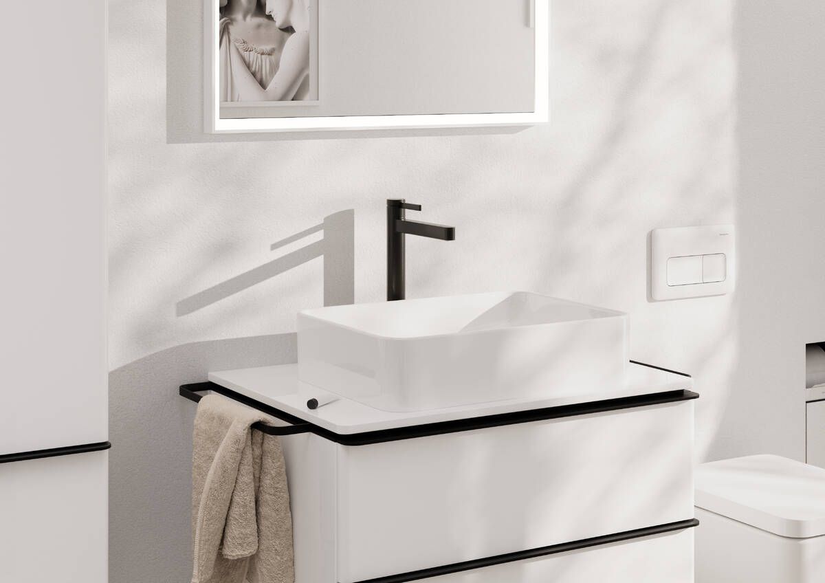 Hansgrohe Finoris 260 CoolStart Basin Mixer with Pull Rod and Waste Set in Brushed Black Chrome