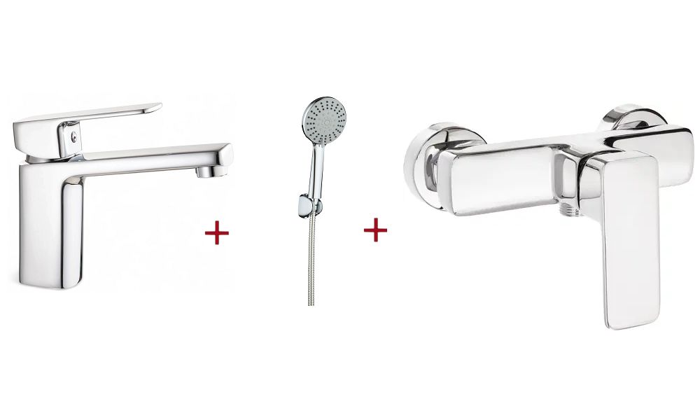 PACK: Neo Maro basin mixer, shower mixer, and wall bracket