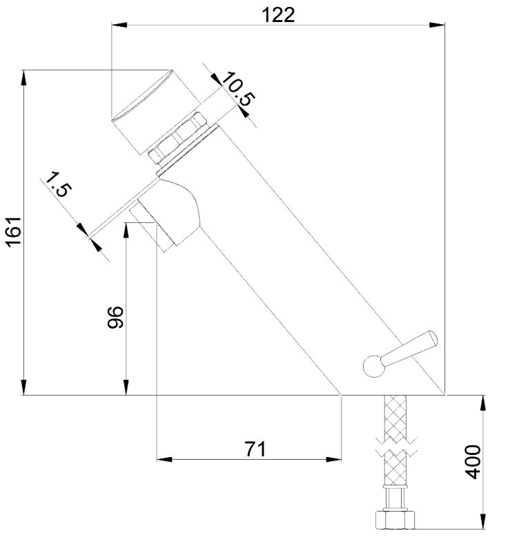 Mitigeur temporisé sur plage pour lavabo Nofer version LEED en chromé brillant (temporisation à 7±3 secondes) — vue 2