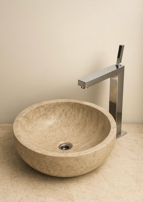 Babel Sculpted Marble Basin Bowl 40 cm Diameter Thala Beige