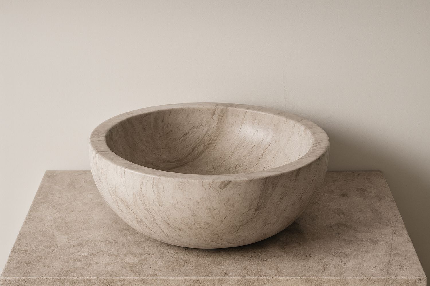 Babel Sculpted Marble Countertop Bowl 40 cm Diameter Thala Gray