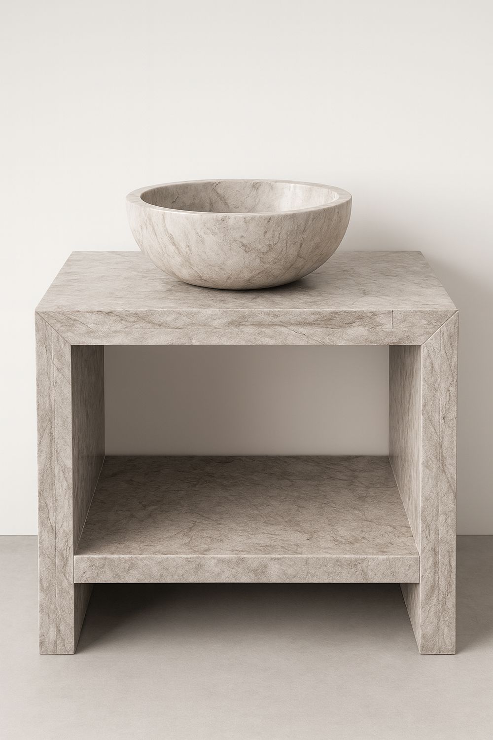 Odysée Marble Console 80 x 50 cm with Shelf in Kedhel Grey