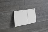 Geberit Sigma70 plaque de déclenchement, blanc mat, double commande, logo Geberit en coin.