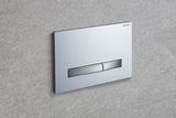 Plaque de commande Geberit Sigma50 en chrome brossé avec finition Easy Clean et anti-traces de doigts, double bouton de commande.