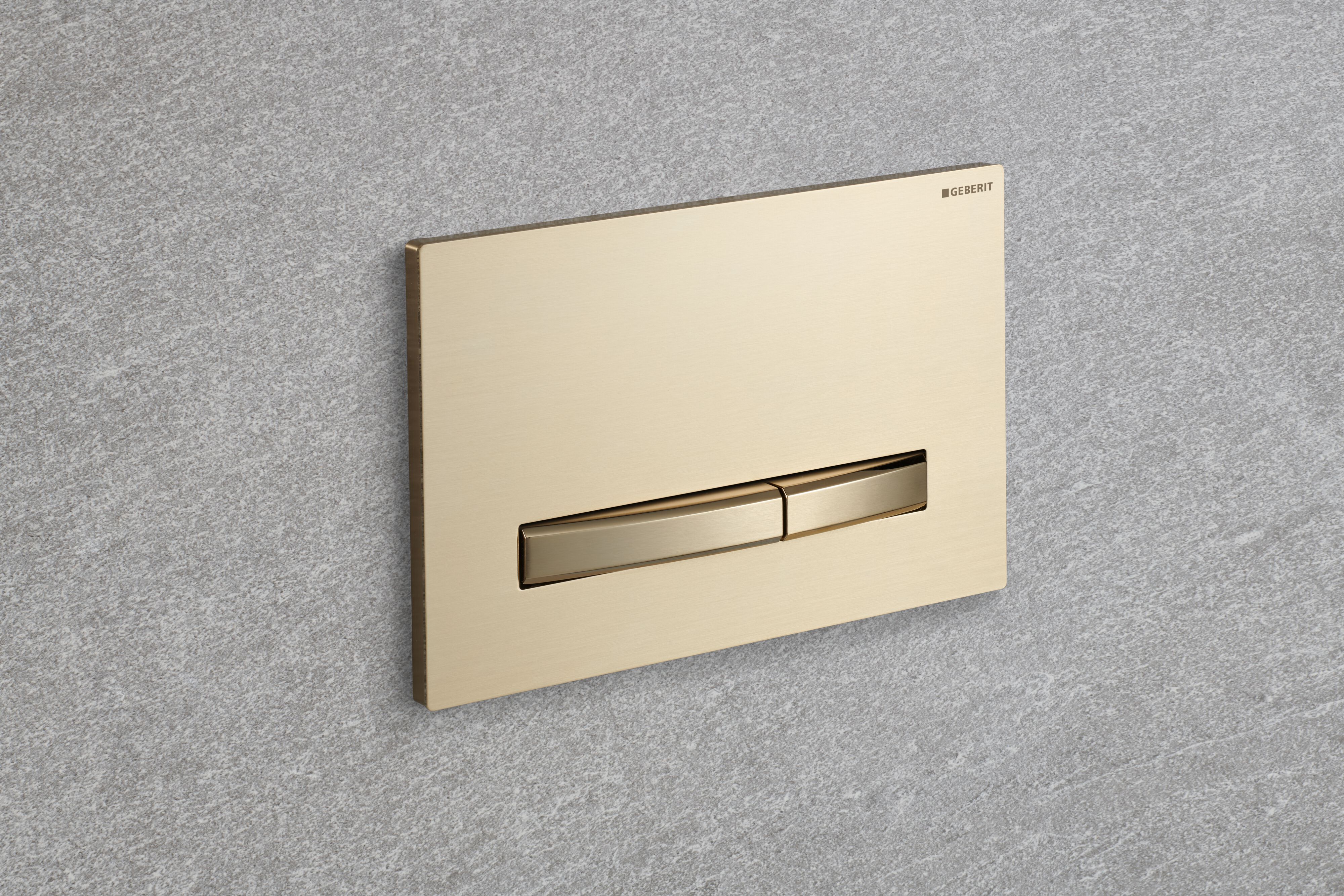 Plaque de déclenchement Geberit Sigma50 / Laiton brossé - bandes design : laiton brossé / Revêtement Easy Clean + Anti-Traces de doigt