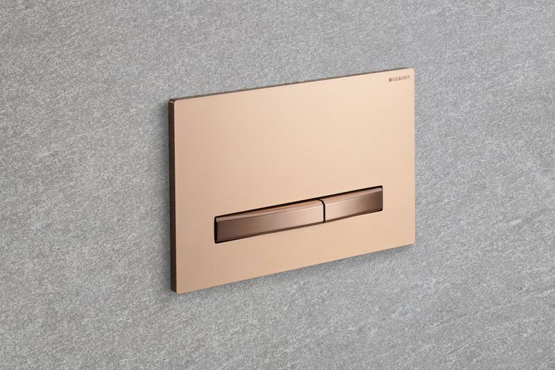 Plaque de déclenchement Geberit Sigma50 / Or rouge brossé - or rouge / Revêtement Easy Clean + Anti-Traces de doigt