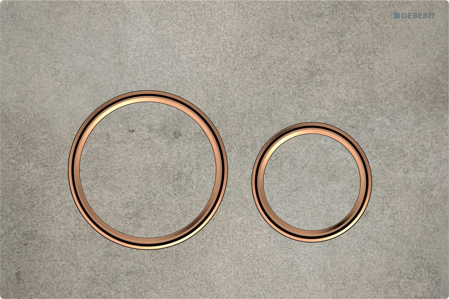Geberit Sigma50 round flush plate / Concrete and red gold finish