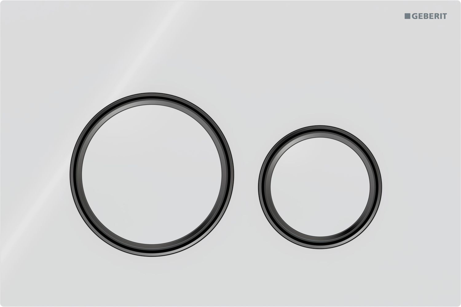 Geberit Sigma50 Round Actuator Plate / White Glass - Black Chrome