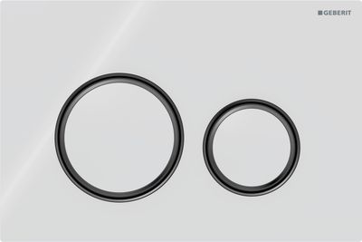 Geberit Sigma50 Round Actuator Plate / White Glass - Black Chrome