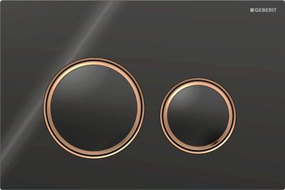 Geberit Sigma50 round flush plate / Black glass - red gold