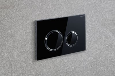 Geberit Sigma50 Round Flush Plate / Black Glass - Chrome