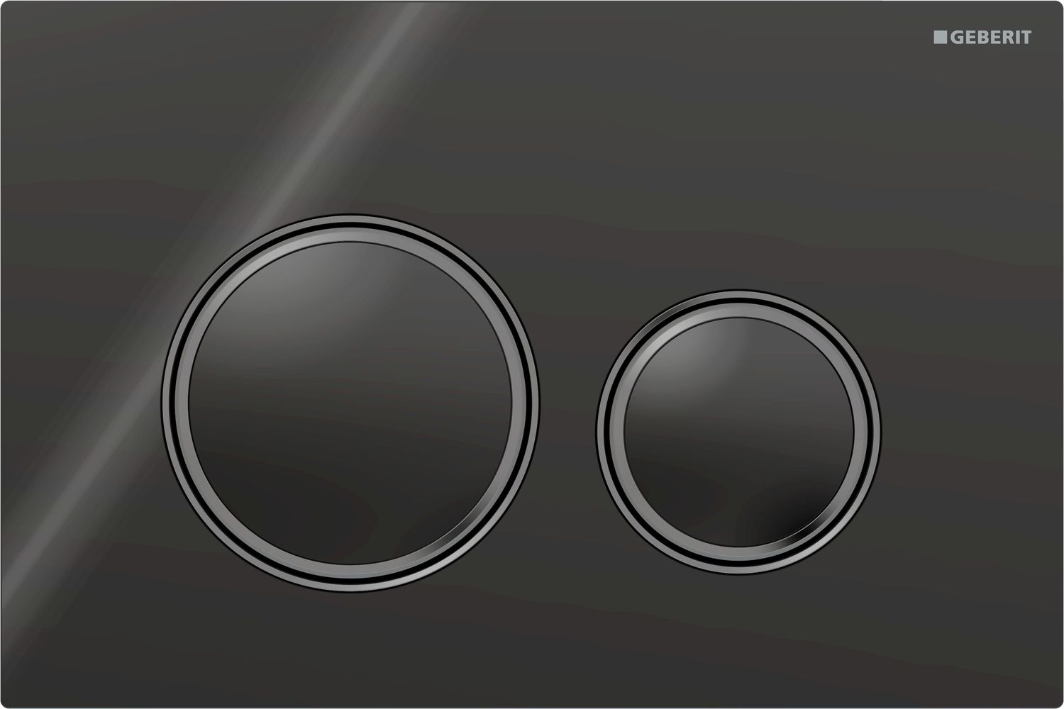 Geberit Sigma50 Round Flush Plate / Black Glass - Chrome Black