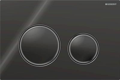 Geberit Sigma50 Round Flush Plate / Black Glass - Chrome Black