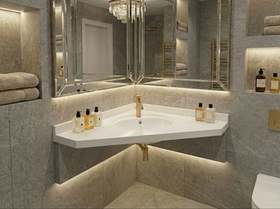 Bermuda 85 cm Corner Washbasin Countertop