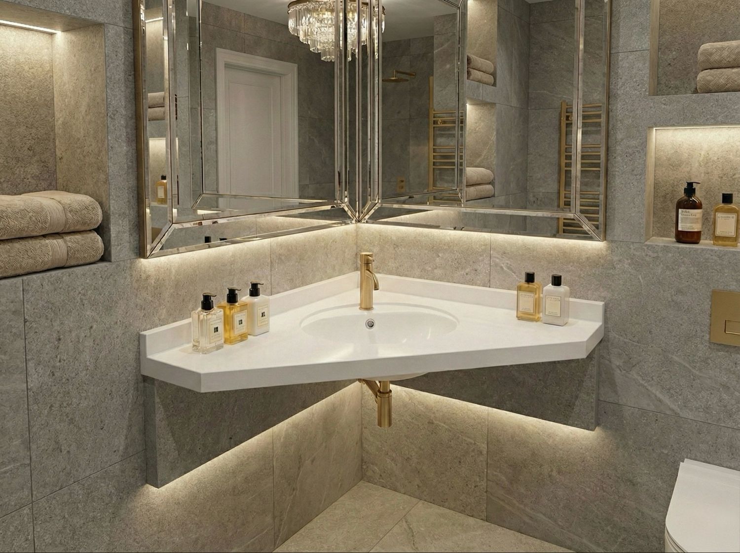 Bermuda 85 cm Corner Washbasin Countertop