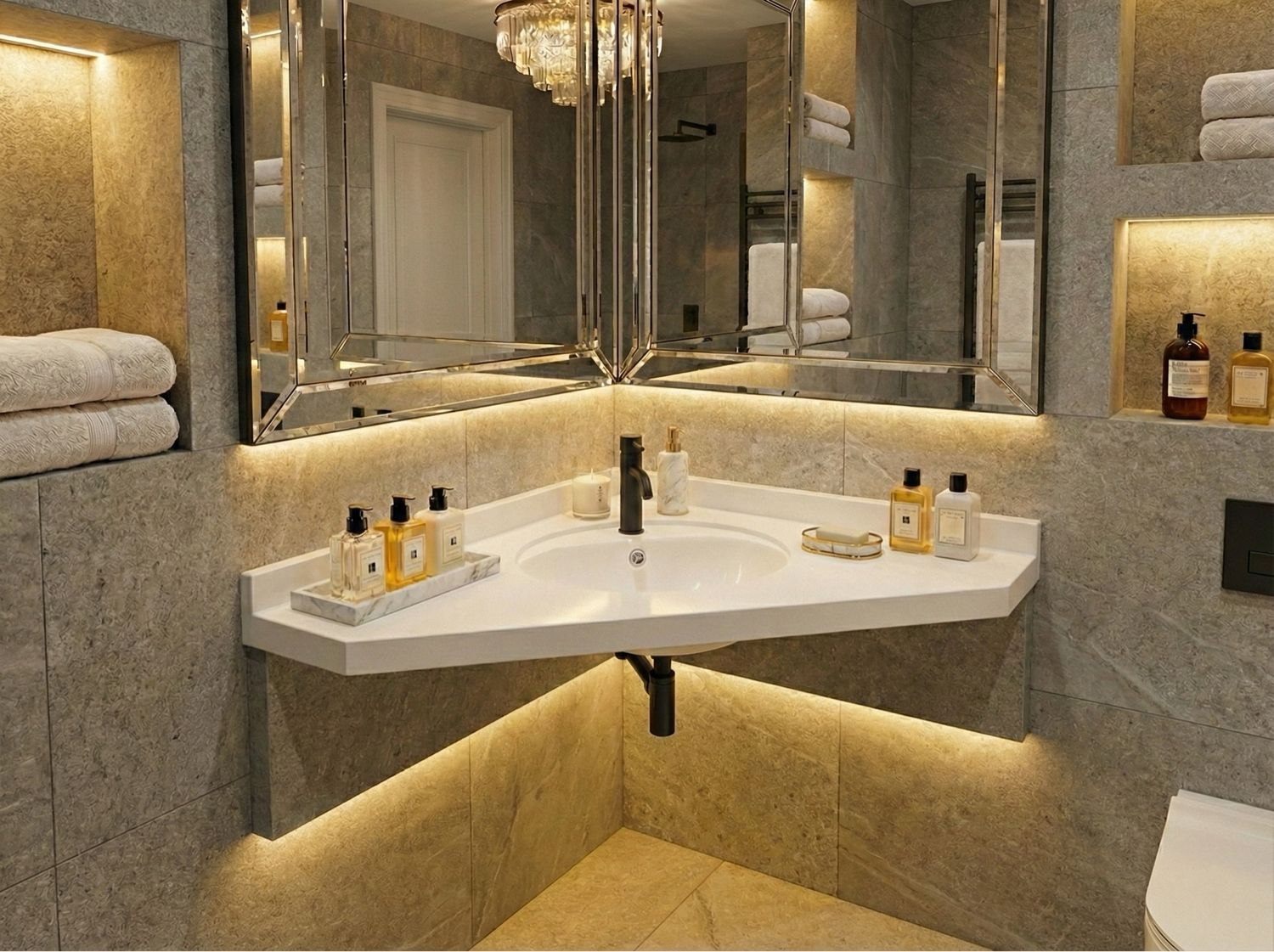 Vanity top corner Bermudes 85 cm — Product view 5