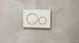 Geberit Sigma50 plaque de déclenchement, design rond, laiton brossé, blanc brillant, Easy Clean.