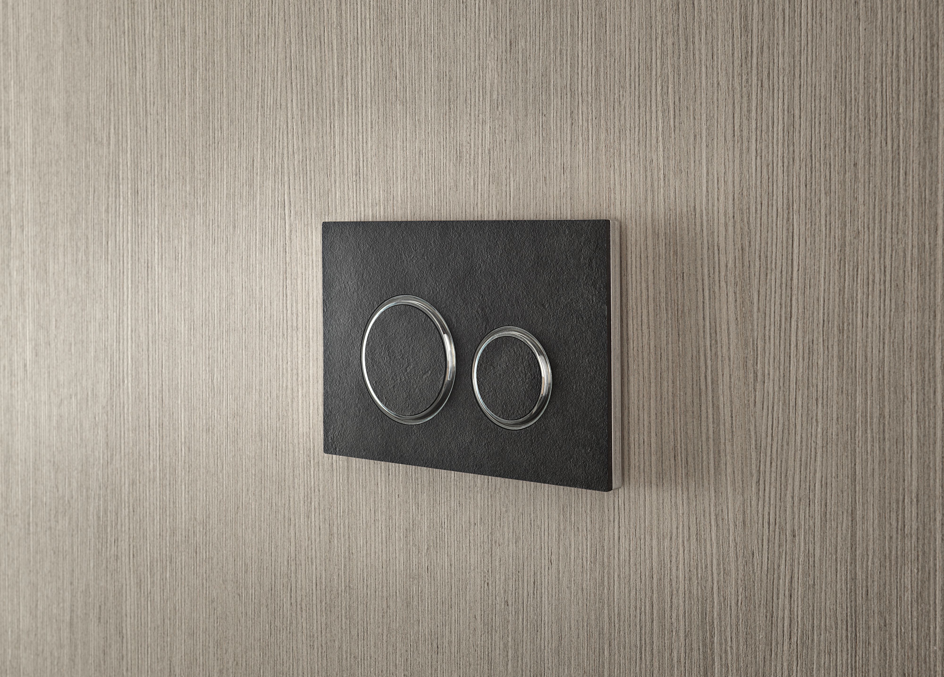 Plaque de déclenchement Geberit Sigma50 round / Ardoise Mustang - anneaux design : chromé brillant