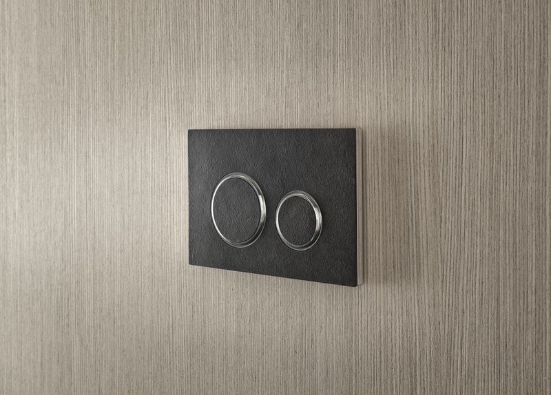 Plaque de déclenchement Geberit Sigma50 round / Ardoise Mustang - anneaux design : chromé brillant